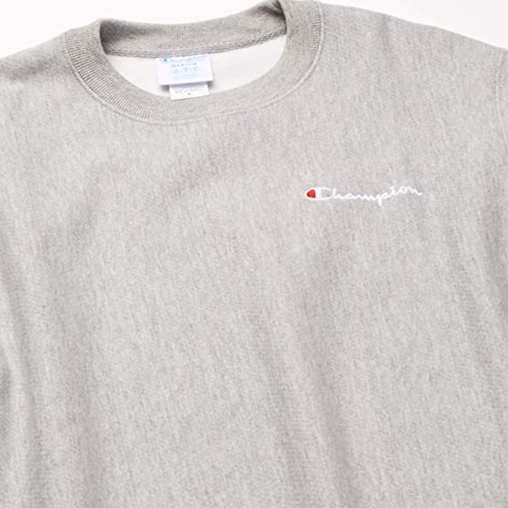 Champion Reverse Weave Crew Neck Fleece Sweatshirt Script Oxford Grey 3XL BIG - Picture 7 of 11